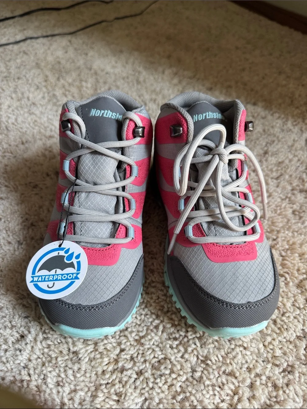 Northside Kids Waterproof Gray, Pink & Light Blue Trail Sneakers